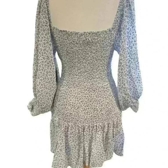 Jen’s Pirate Booty Haitian Rose Mini Dress Balloon Sleeves Ruffle Hem Blue XS - Picture 3 of 7